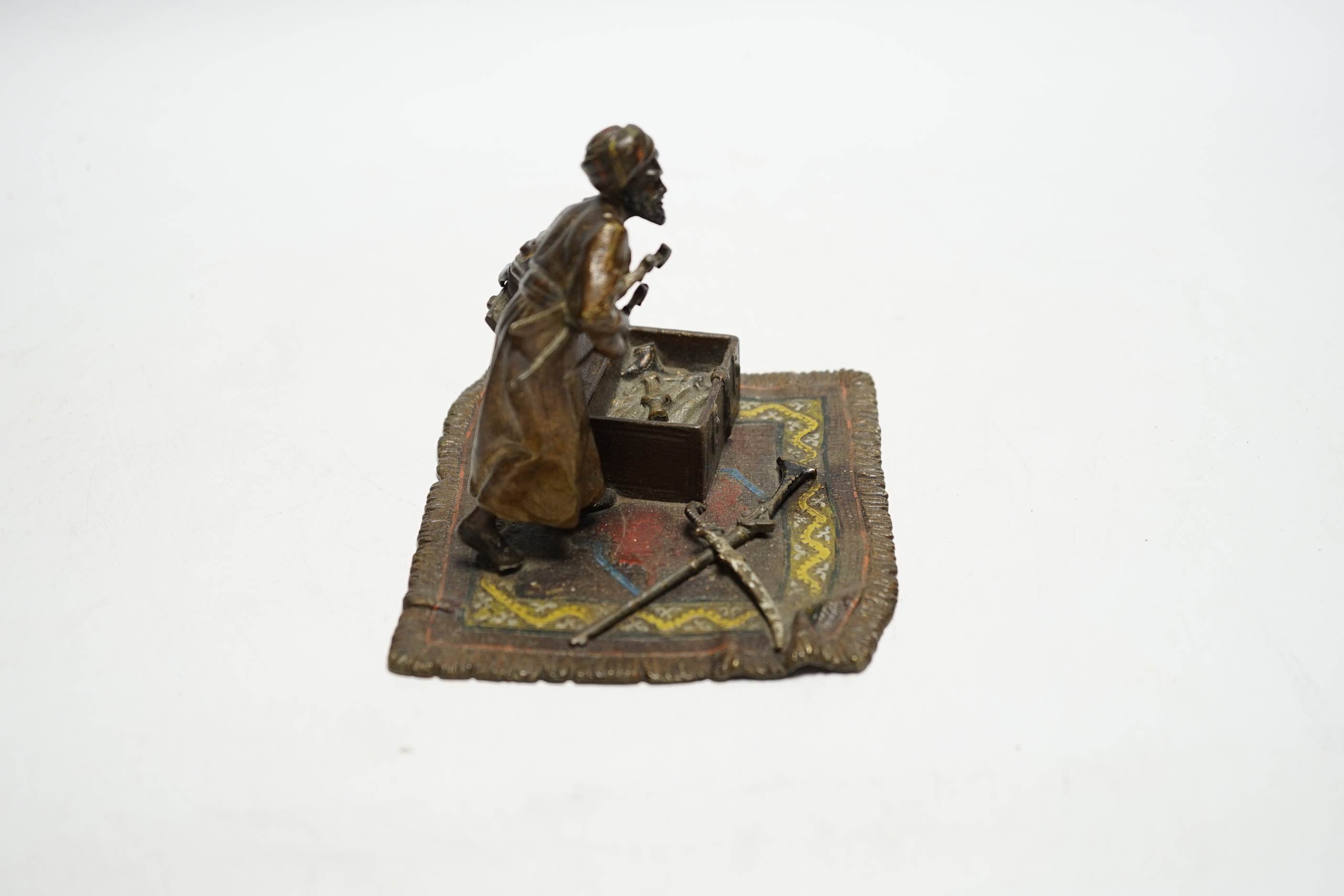 An Austrian cold painted bronze of a Turkish weapons trader, probably Bergman, 9cm high